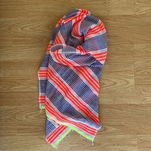 Like new neon orange yellow blue striped scarf